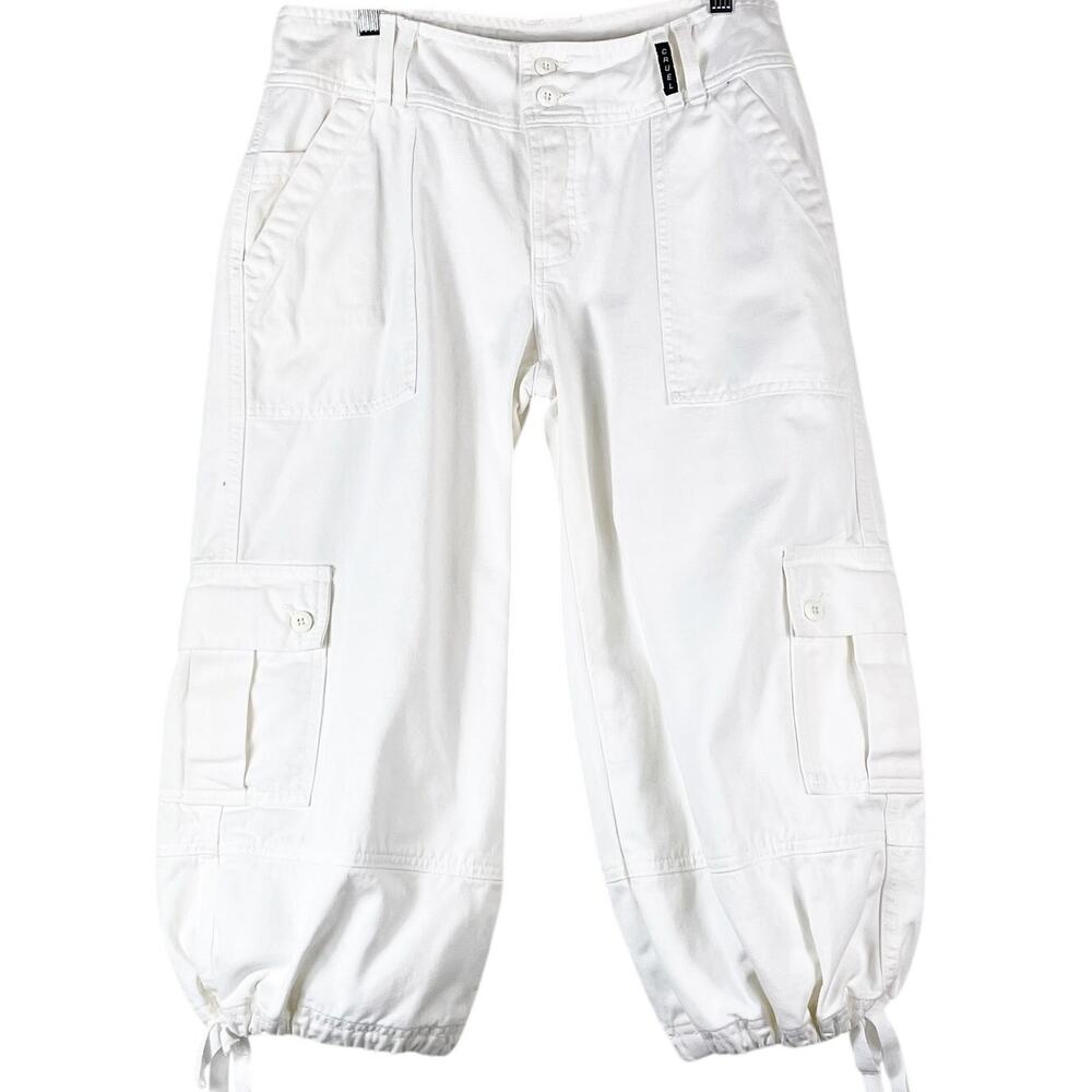 Vintage Y2K Cruel Girl White Cargo Pants Size 11 Cropped Drawstring Skater Rave